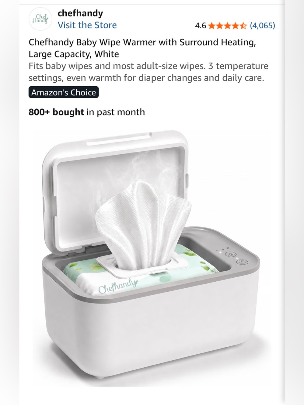 Chef Handy Portable White & Gray wipes warmer